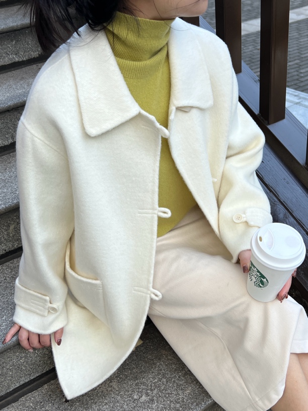 气质高端双面羊绒大衣女中长款韩版宽松百搭显瘦甜美风羊毛外套