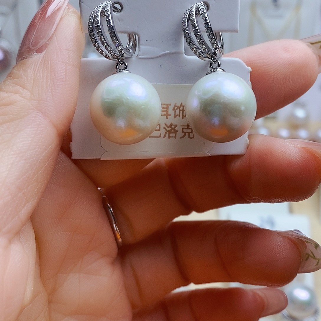 淡水珍珠耳饰银S925镶嵌猫***2