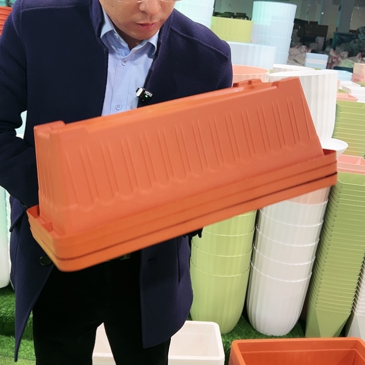 微瑕竖纹菜盆长55宽24高17陶红色3套