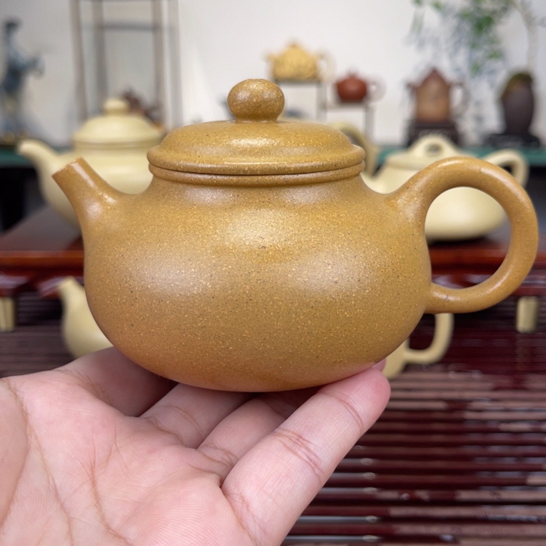 茶壶紫砂200毫升半手工黄金段容天