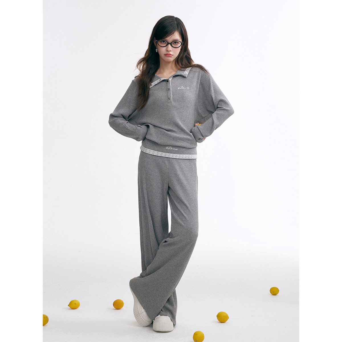 16DEWS 2025SS 慵懒舒适 蕾丝翻领宽松收腰连帽上衣