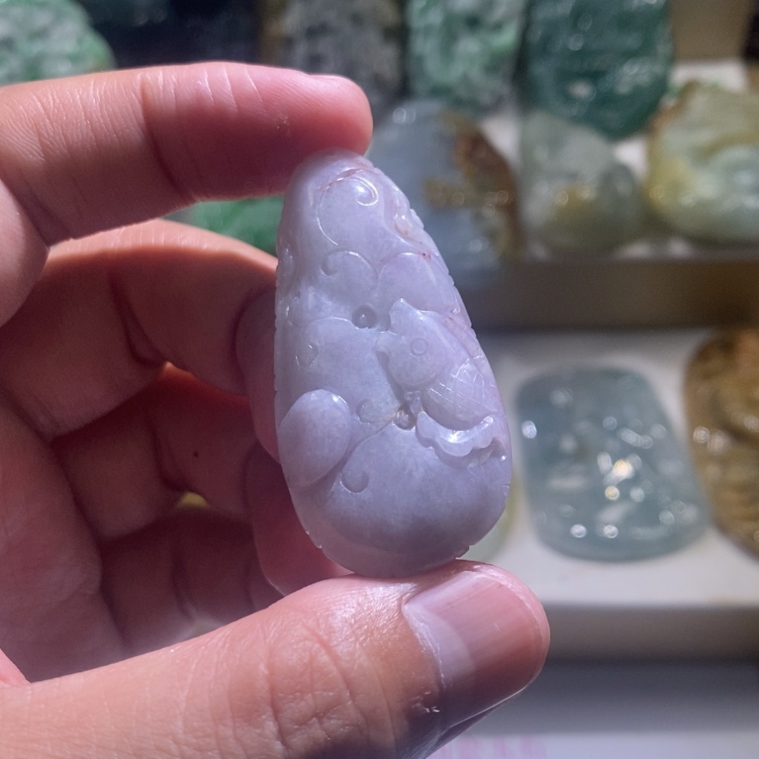 【闪购商品】翡翠颈饰未镶嵌荷叶鱼
