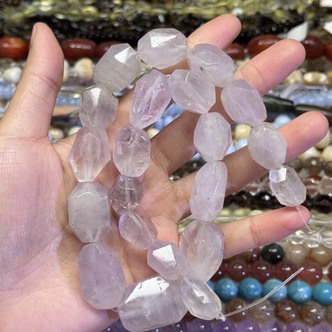 玛瑙/玉髓散珠天然紫水塔链长条38厘米