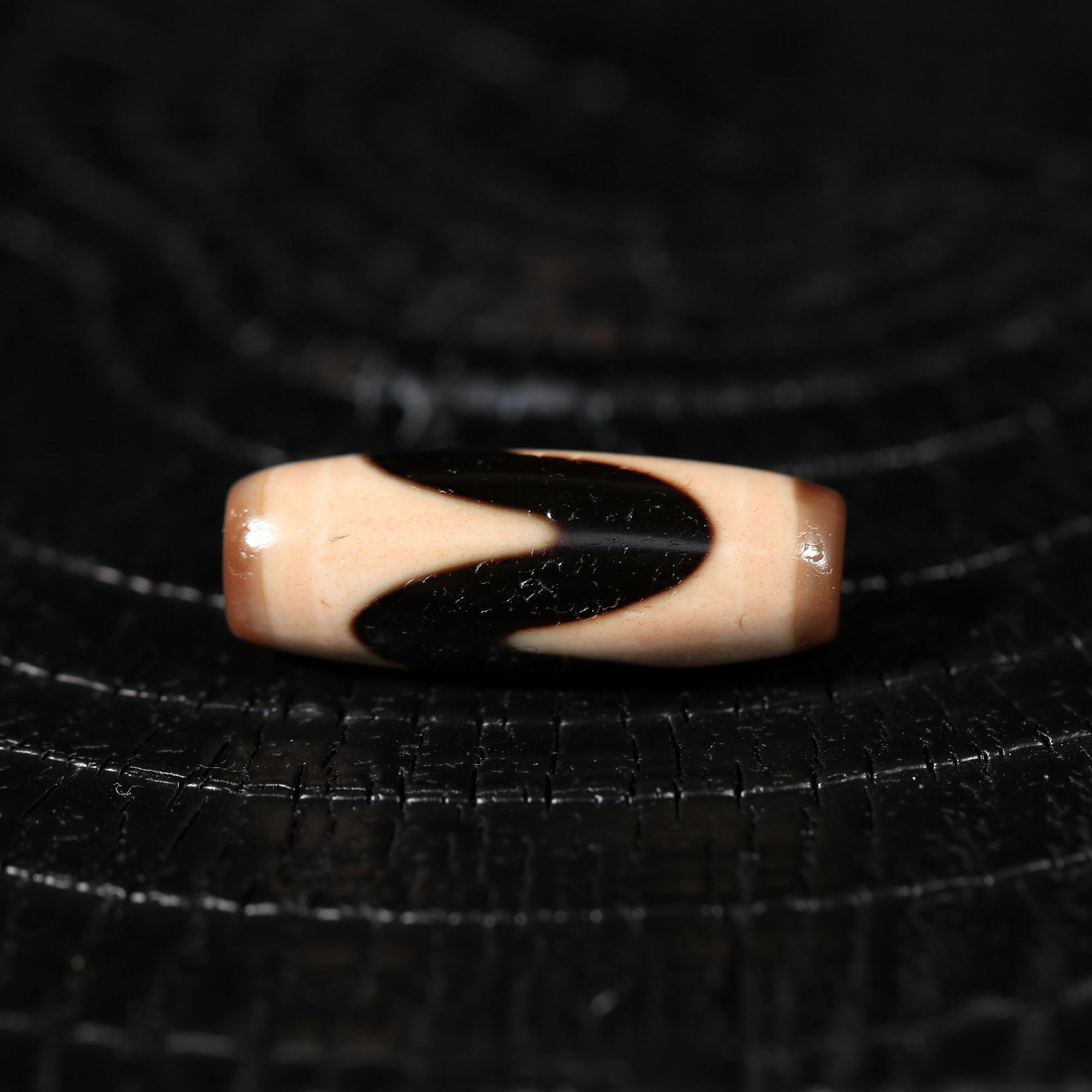 甜珠阁【行运任晓潘顶料】爆砂虎芽老台湾精品复古天珠29.5*10.6mm