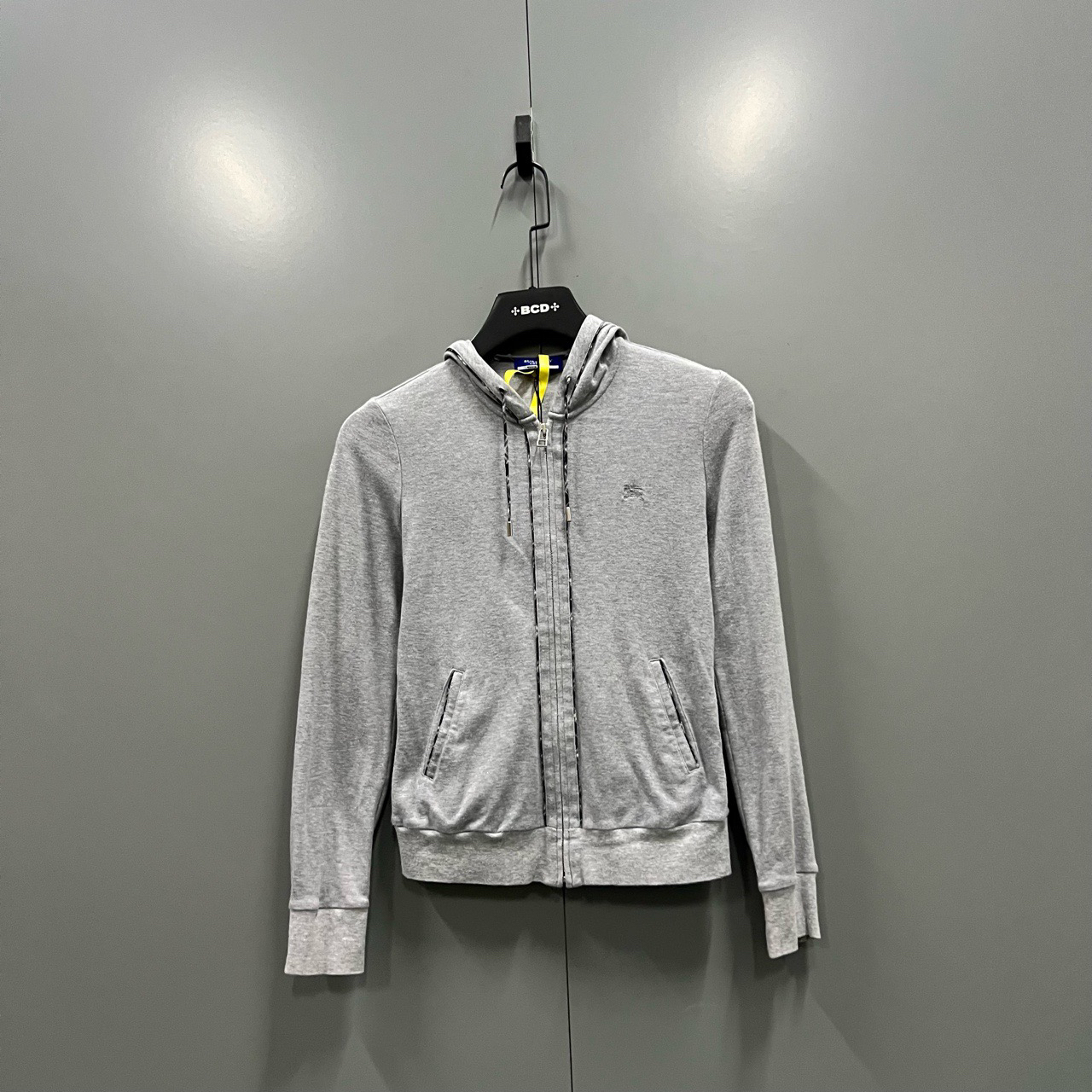 95新 BURBERRY/博柏利 (ll) 灰色骑士刺绣拉链帽衫 38码/302850