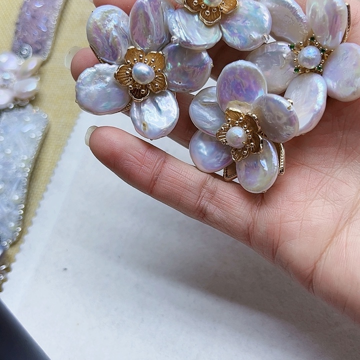 淡水珍珠胸饰银S925镶嵌一