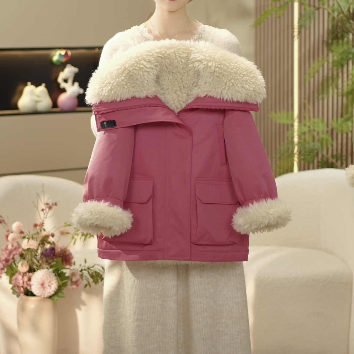 boboe/波波鹅女童新款2025冬季大翻领加绒加厚棉服外套--Y4008