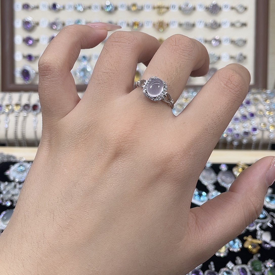 萤石戒指银S925镶嵌