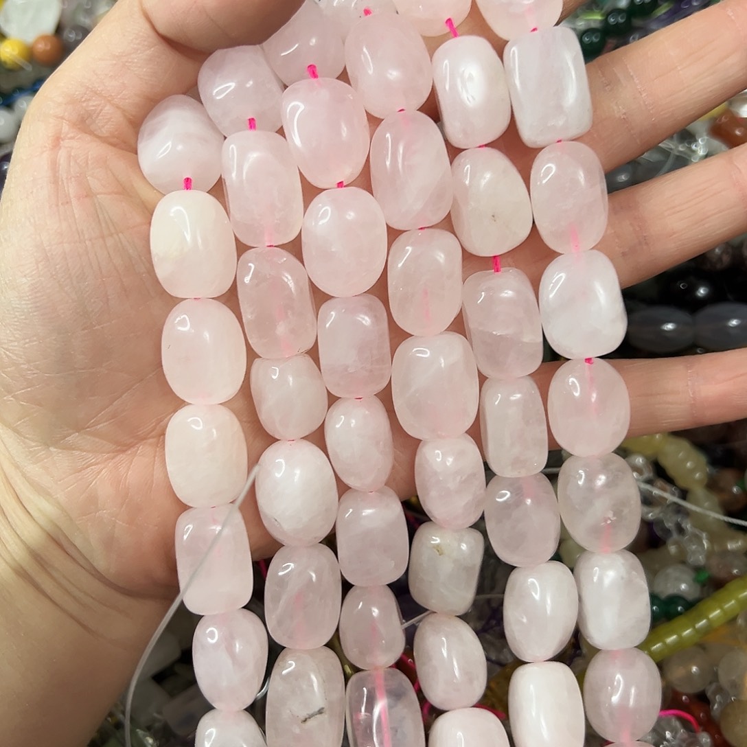 玛瑙/玉髓足铂镶嵌珠宝半成品，卡13x17粉水晶一条