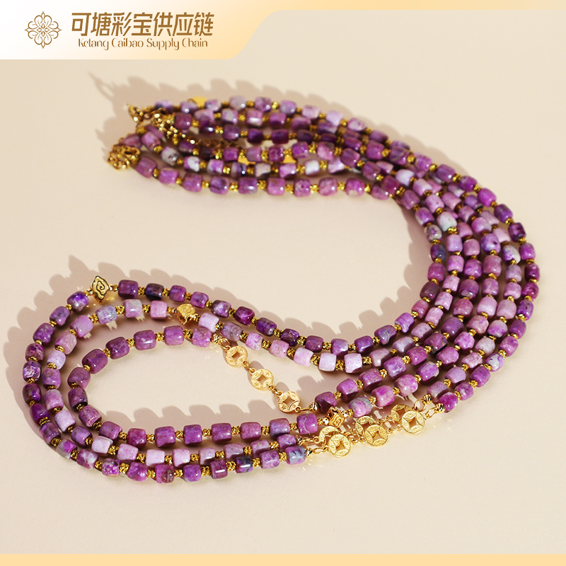 南非舒俱来 欧若风S级樱花粉18K桶珠项链/KTCB-3947-1/多样性发一