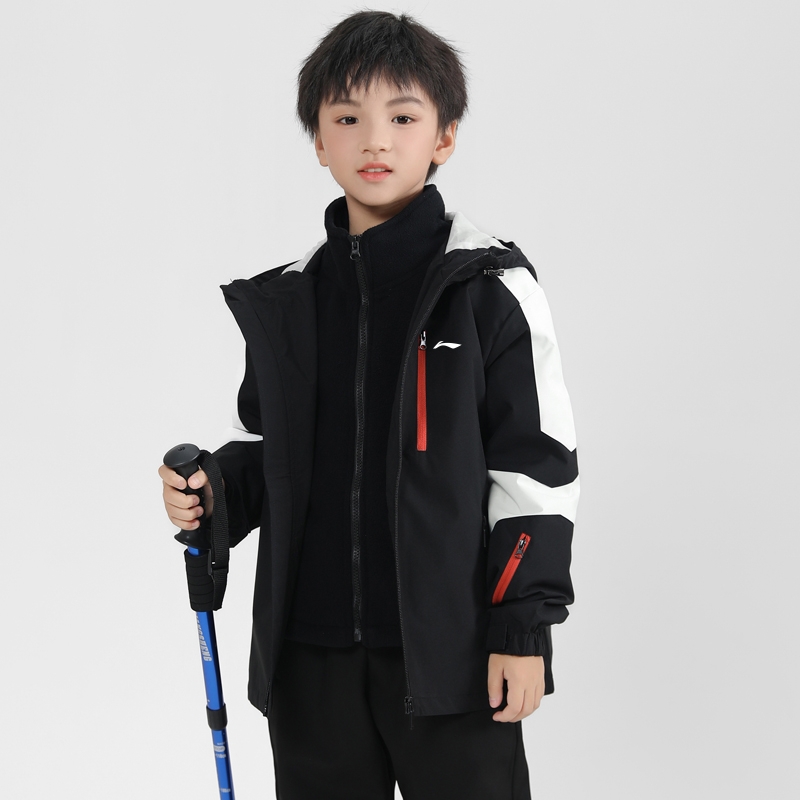 Ll-NlNG儿童防风可拆卸冲锋衣三合一中大童户外保暖防水夹克外套