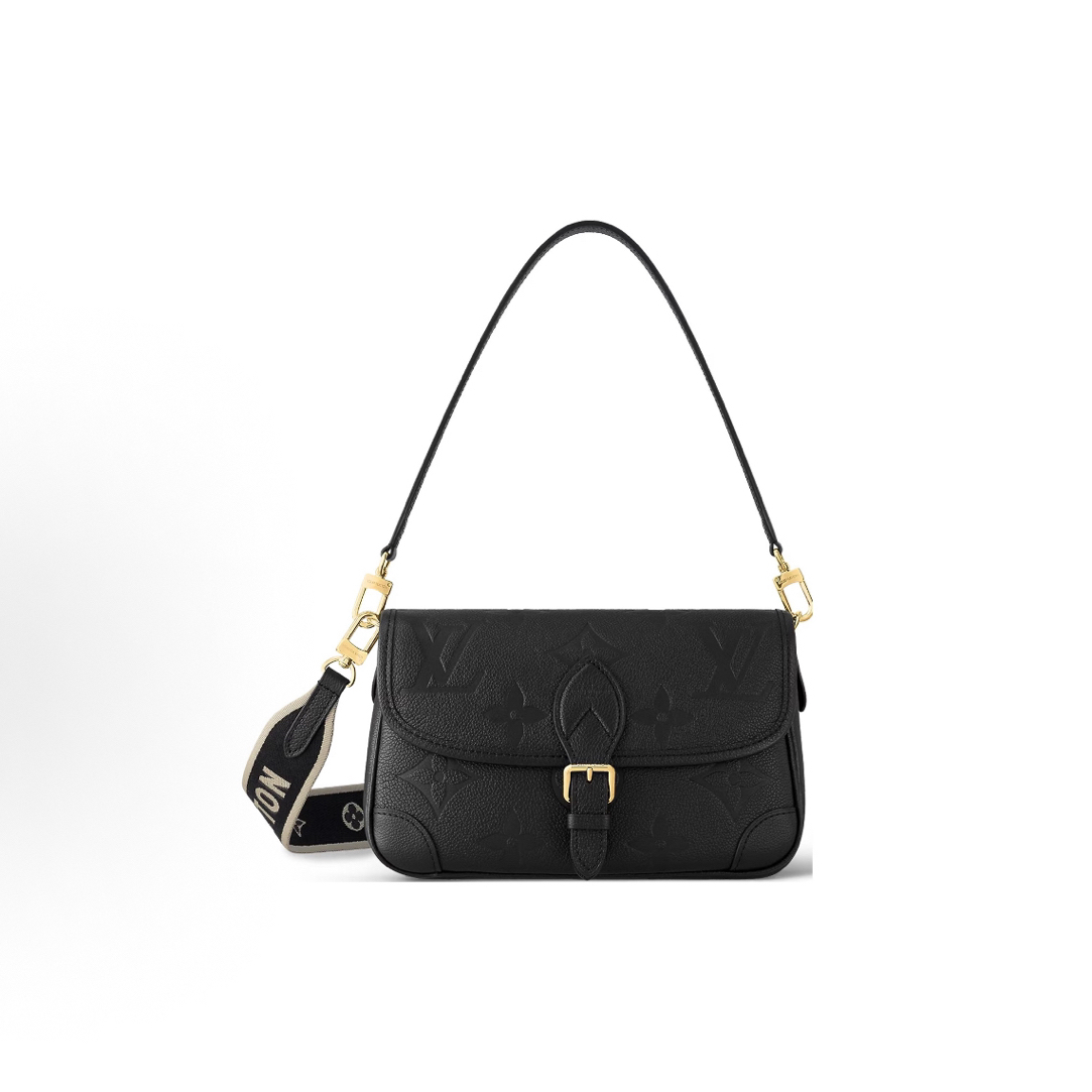 未使用 LouisVuitton/路易威登 黑皮双肩带法棍/Y14