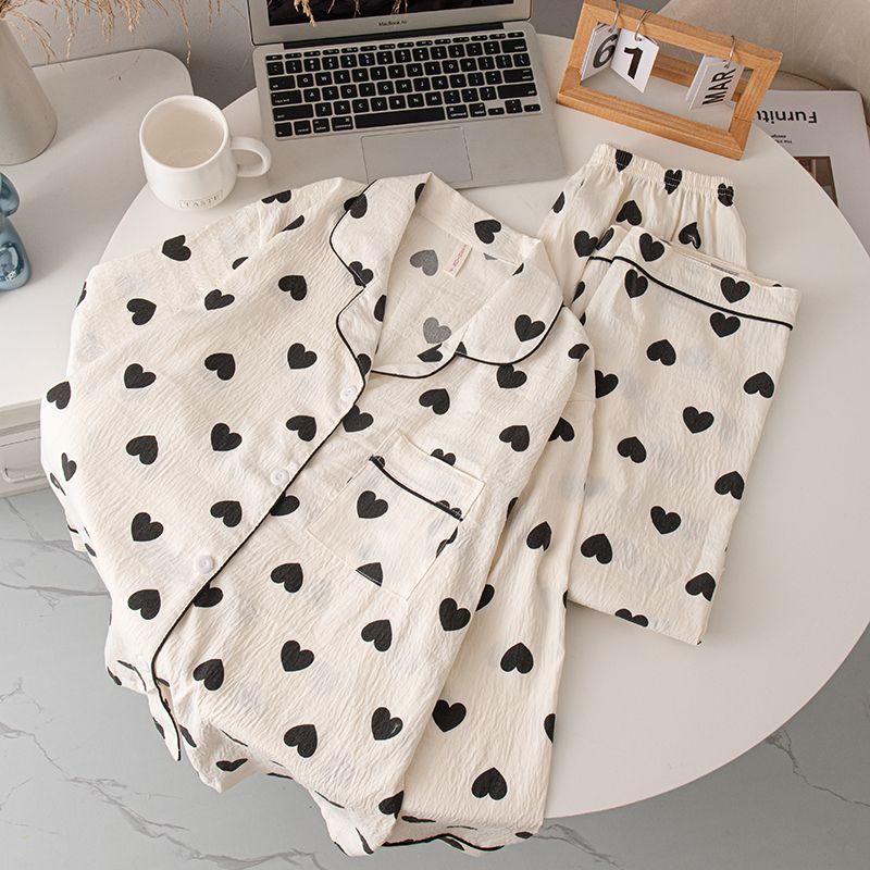 2025款春季长袖云朵棉睡衣女卡通甜美宽松薄款可外穿家居服套装