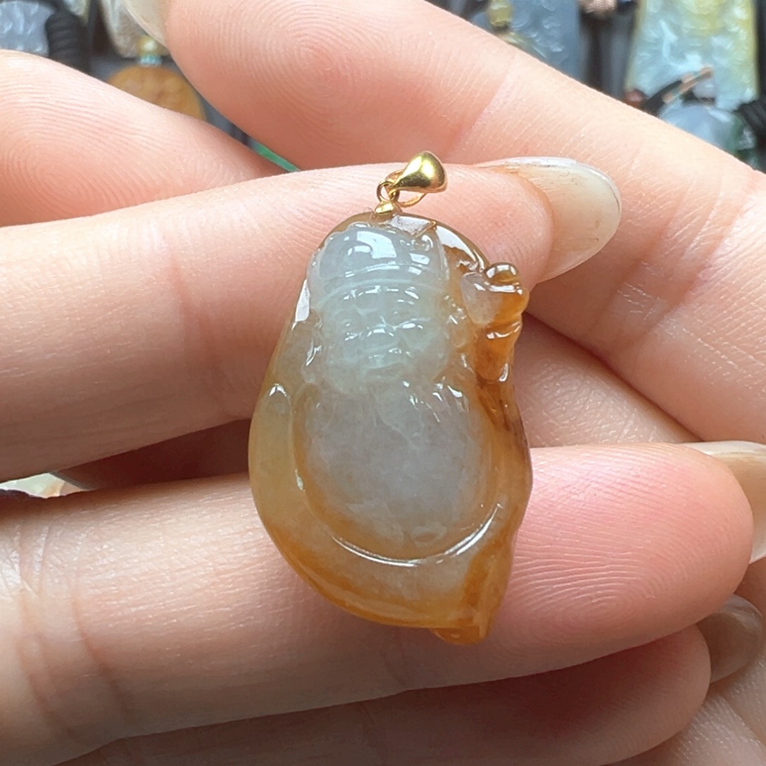 翡翠颈饰18K金镶嵌财爷