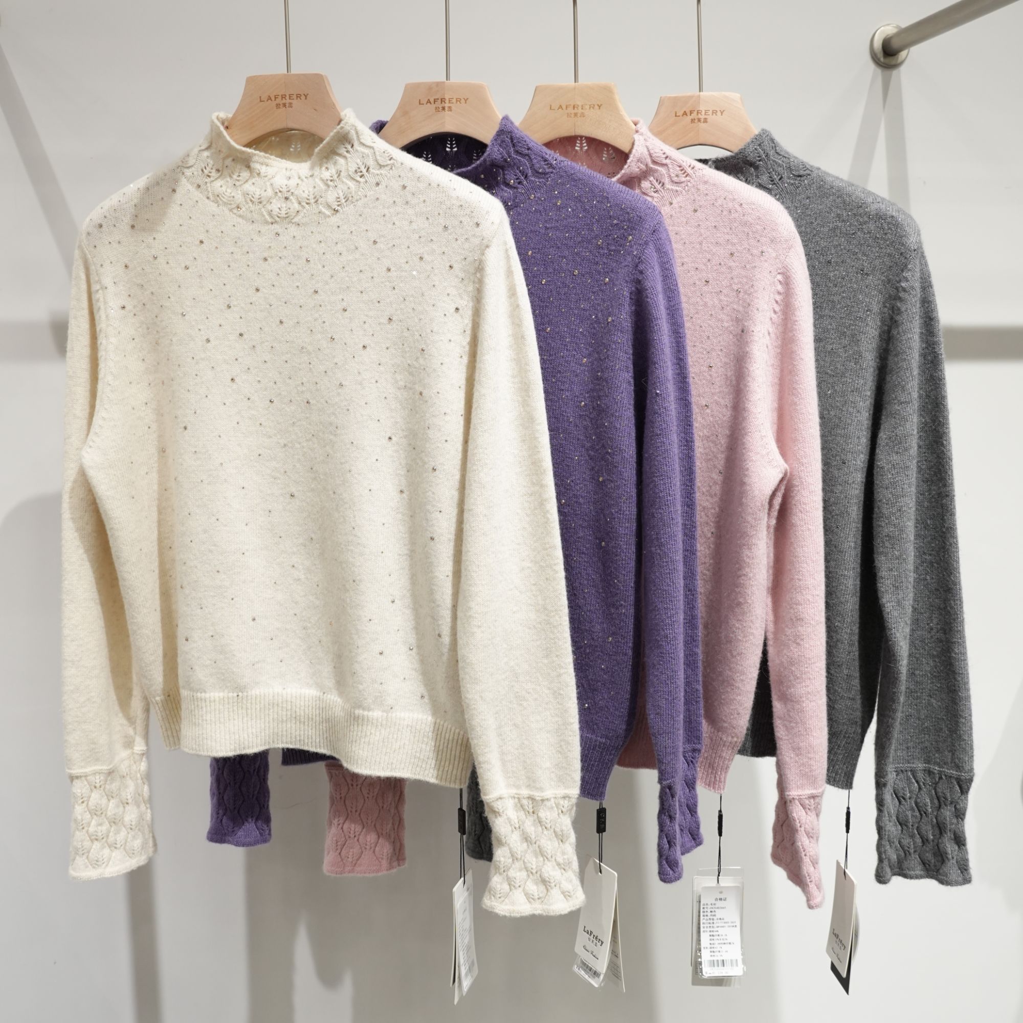 【方圆服饰】【满钻妖姬】【周年庆】设计感烫钻蕾丝拼接打底衫