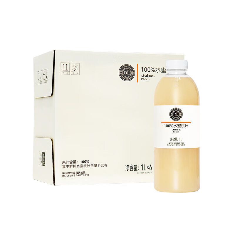 DL 100%水蜜桃汁 1L×6 日期：20250530 保质期：6个月