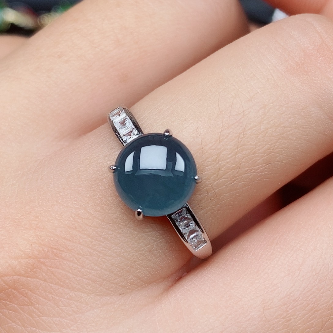 翡翠戒指银S925镶嵌戒指