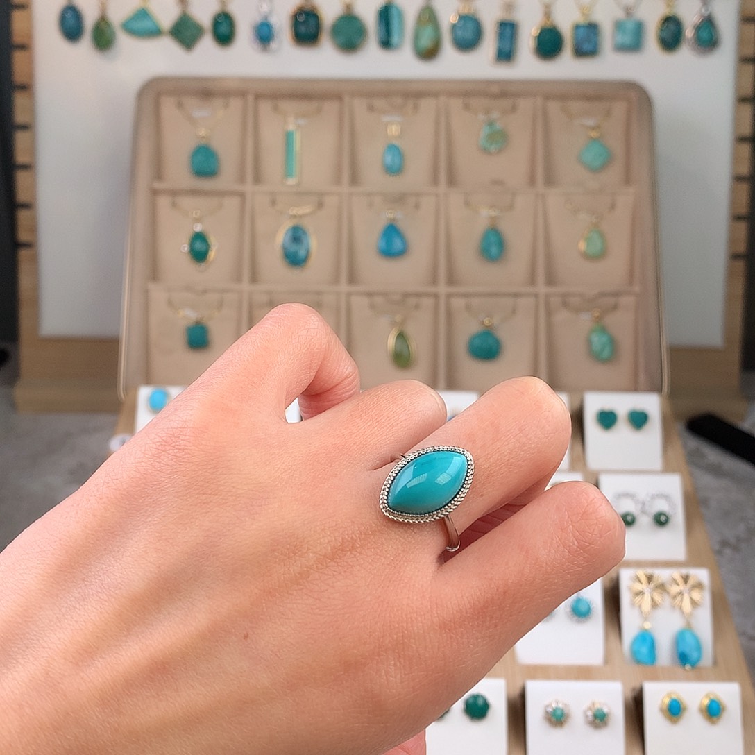 绿松石银S925镶嵌戒指