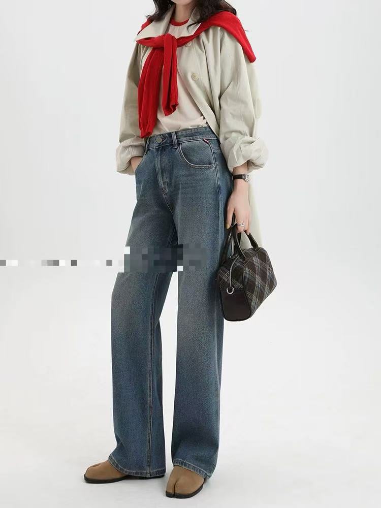 165牛仔裤女春新款直筒裤时尚高腰直筒裤