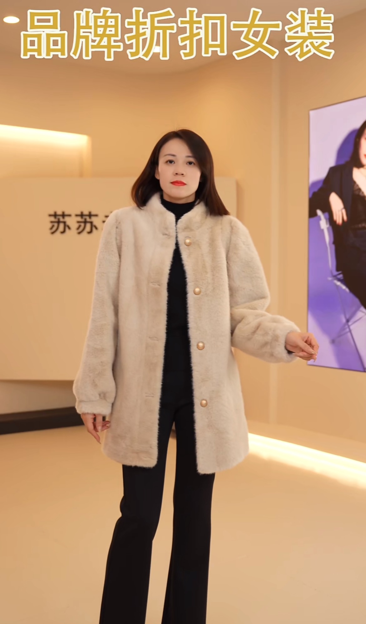 2025秋冬季环保毛毛大衣欧貂绒外衣 L102