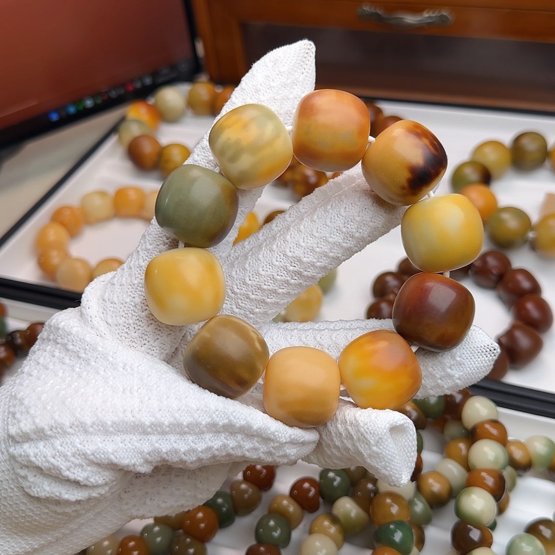 菩提根/象牙果手串卡24干磨桶珠微微瑕