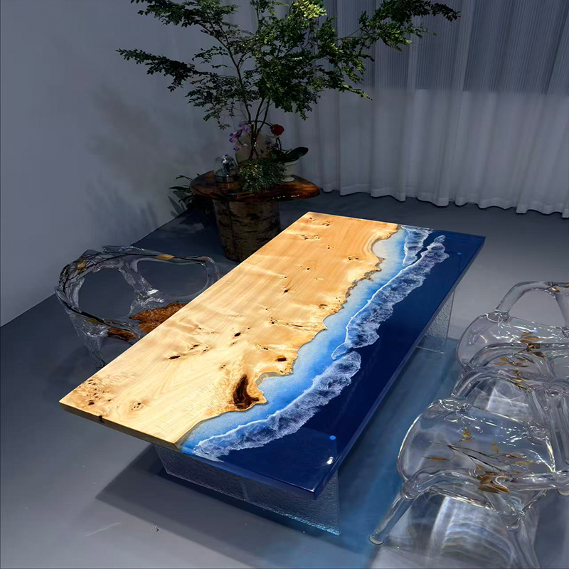 德国白杨木树脂大板 茶桌河流桌茶台 160*80*5.5