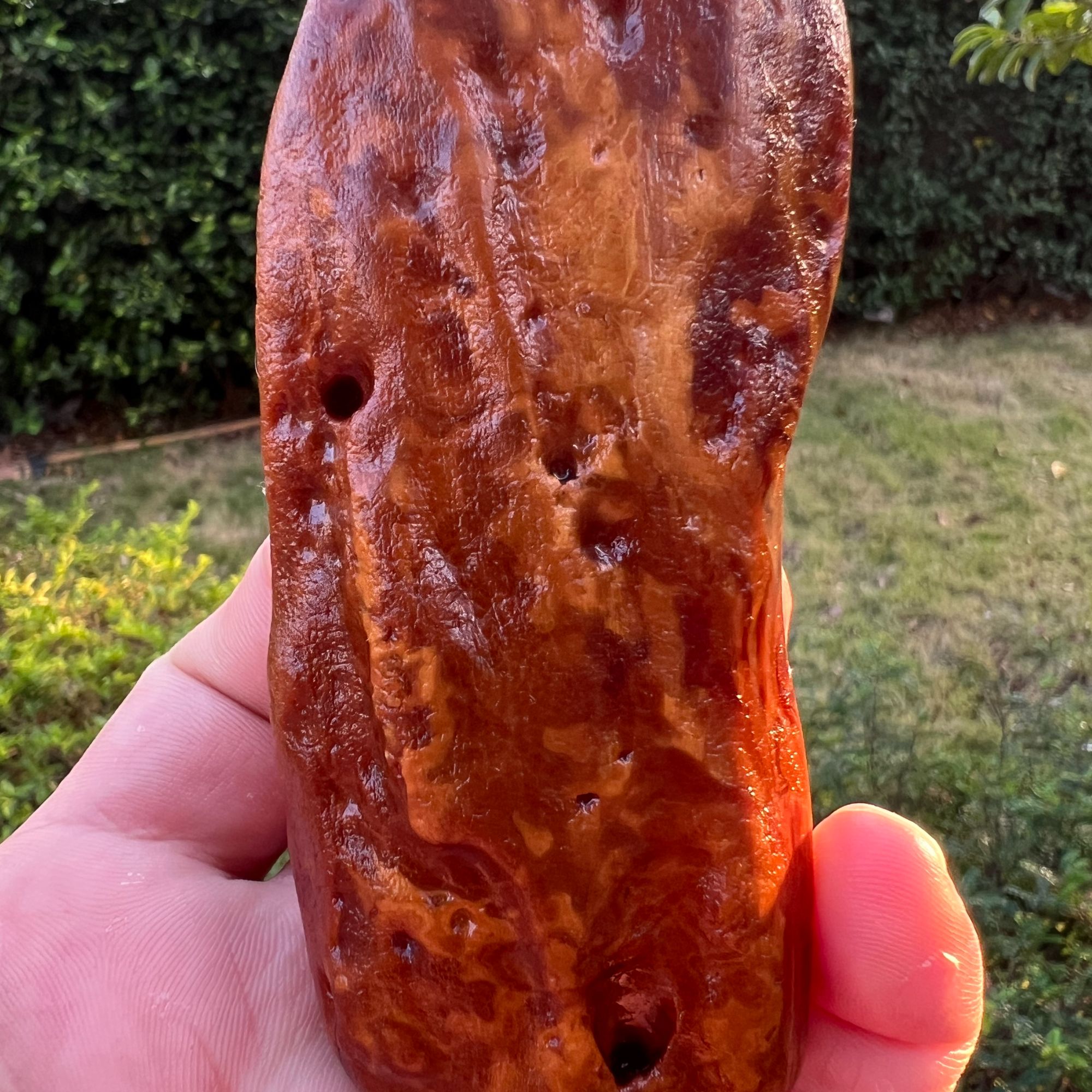 天然原矿蜜蜡原石红皮白花蜡手把件 器型规整 花色漂亮 重78.6克