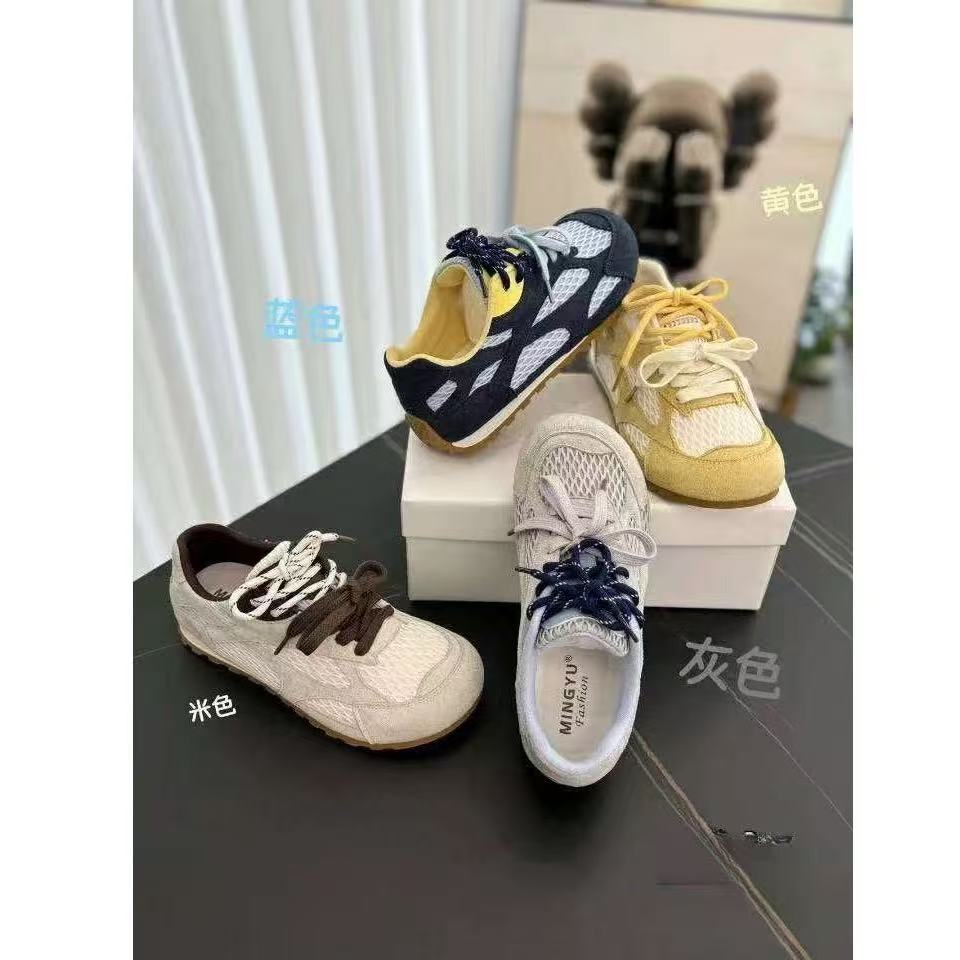 秋季新款百搭透气拼色厚底复古休闲运动德训鞋A005