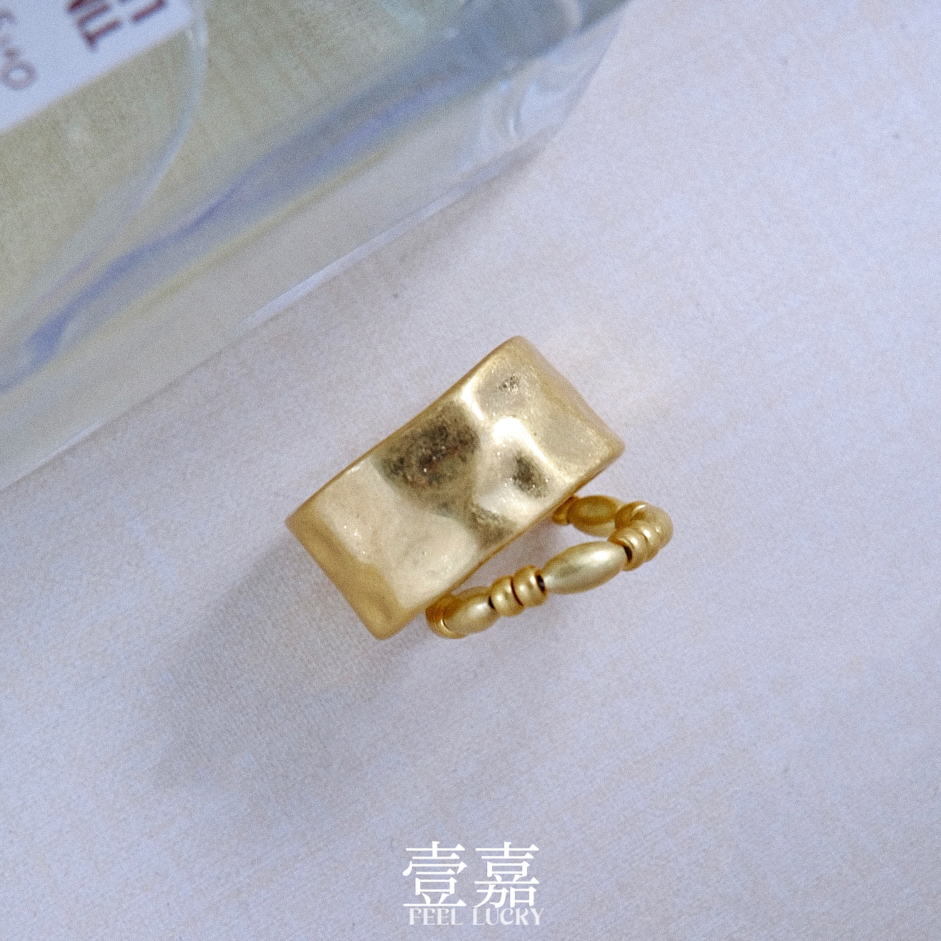 黄铜耳饰 壹嘉黄铜戒指法式双层做旧个性开口戒指YJ143