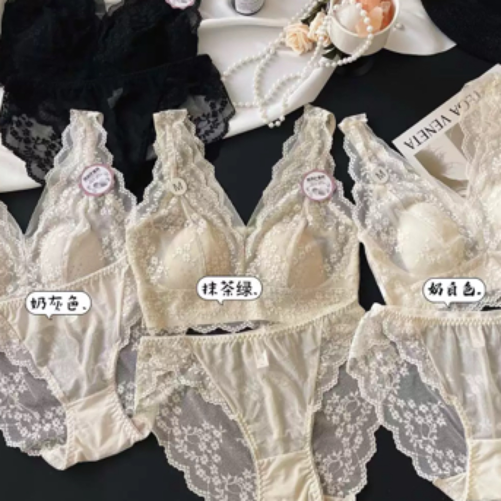 惠芝欣6270超薄蕾丝内衣内裤女套装美背兔耳杯大胸显小无钢圈文胸