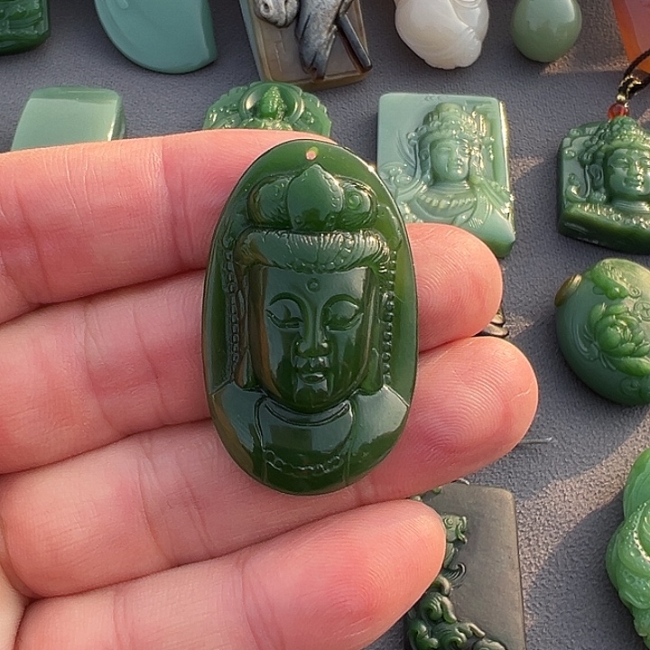 和田玉（碧玉）未镶嵌吊坠(不含链)