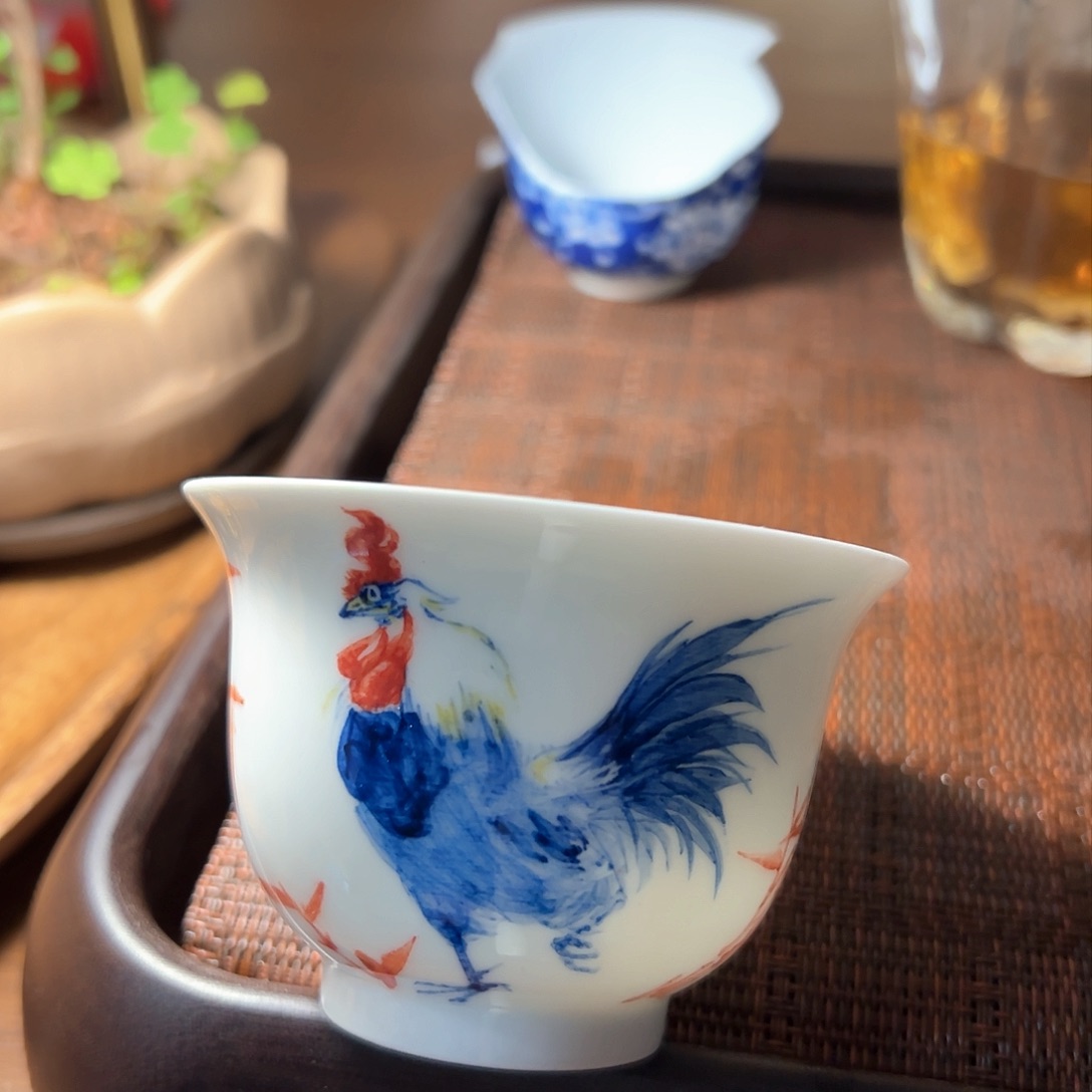 景德镇陶瓷青花手绘大公鸡