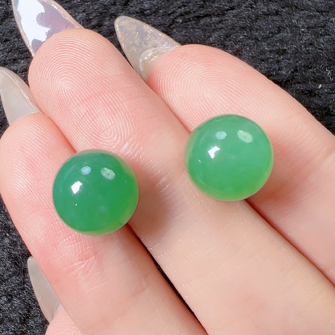 翡翠耳饰18K金镶嵌厚****心签收后24小时鉴赏期