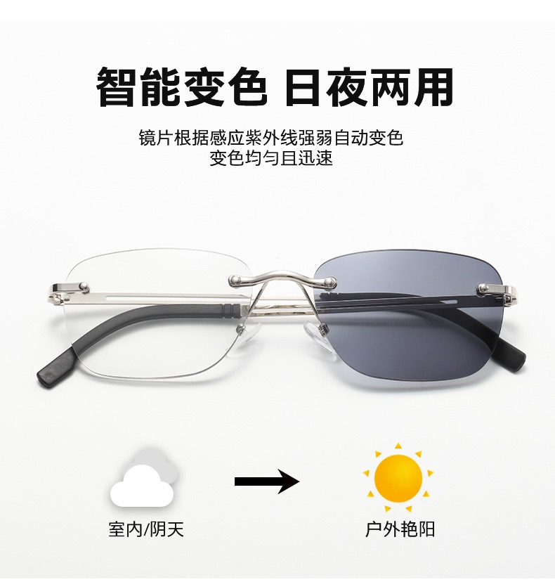 凡沐2025新款感光变色老花镜一镜两用防蓝光护眼