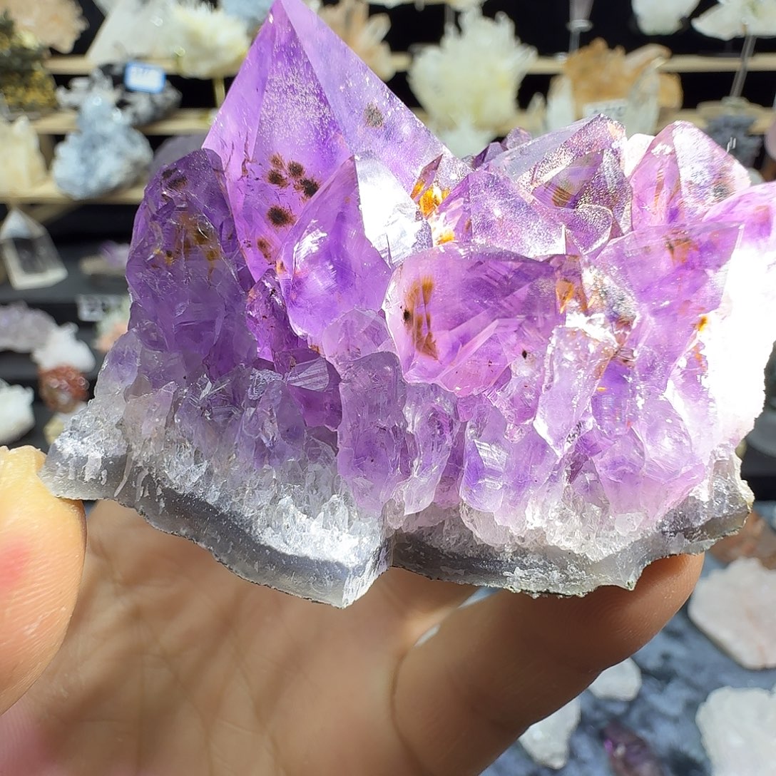 石材巴西紫钛晶摆件