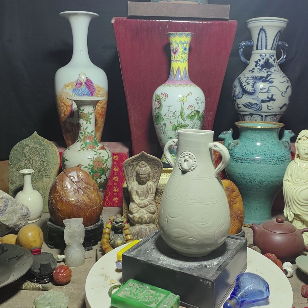 瓷片青花瓷瓶手工制作