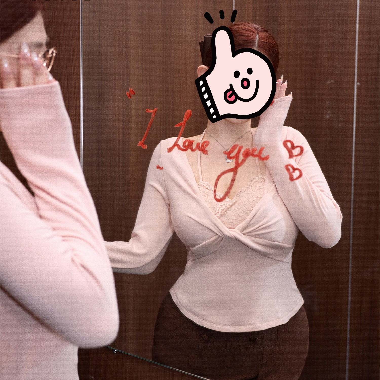 （运险）大码纯欲假两件内搭显瘦上衣秋冬气质蕾丝t恤女