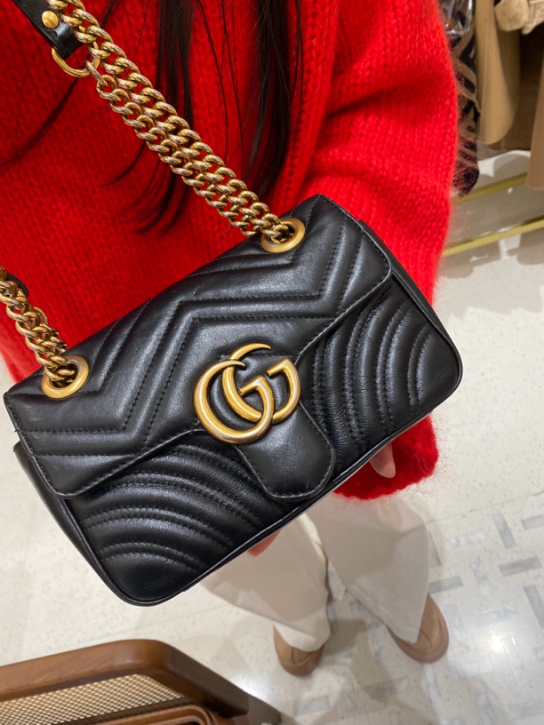 99新 GUCCI/古驰 Gucci马蒙22黑色百搭经典