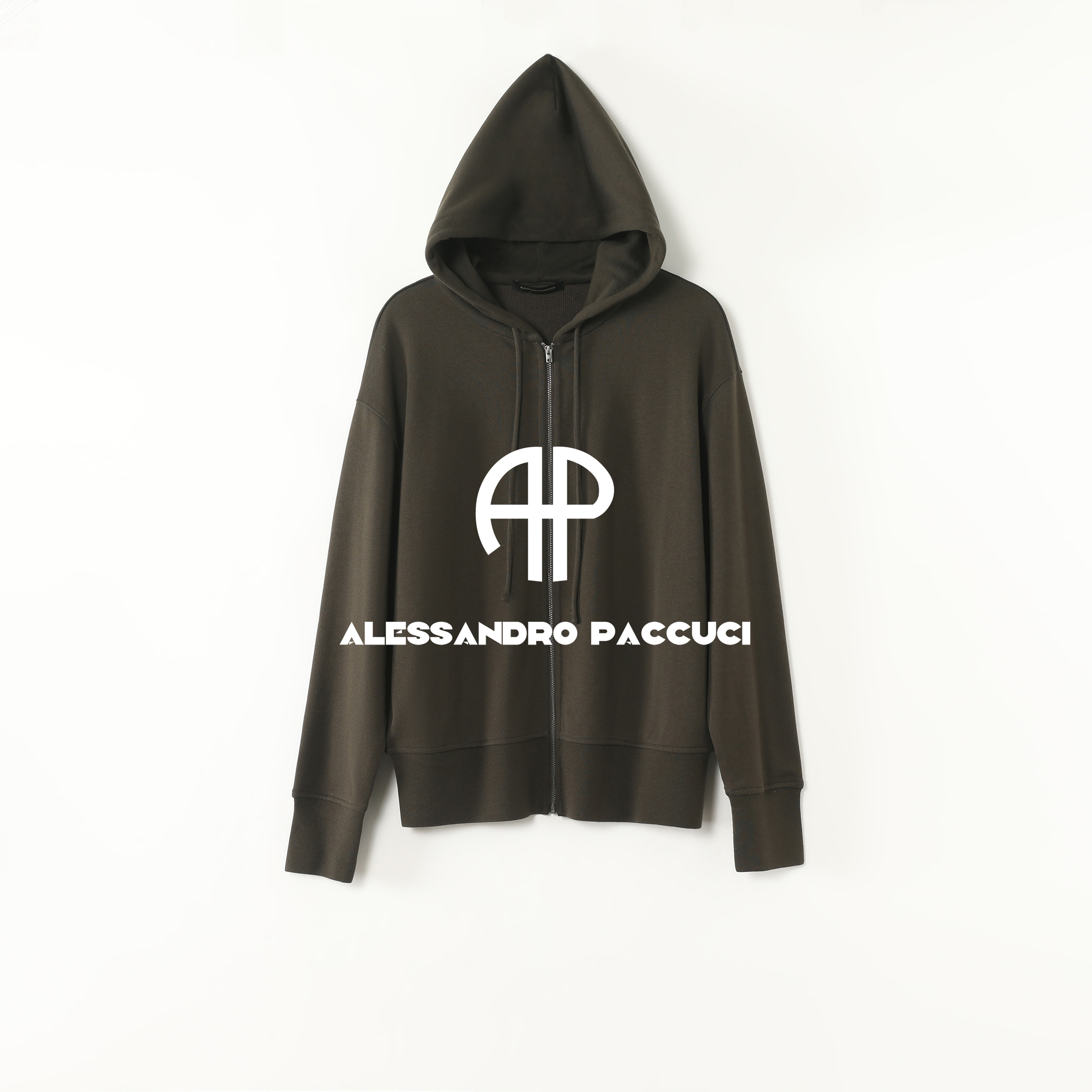 AP洛哥53149WT【毛圈羊绒卫衣】山羊绒+棉连帽抽绳时尚百搭拉链外套