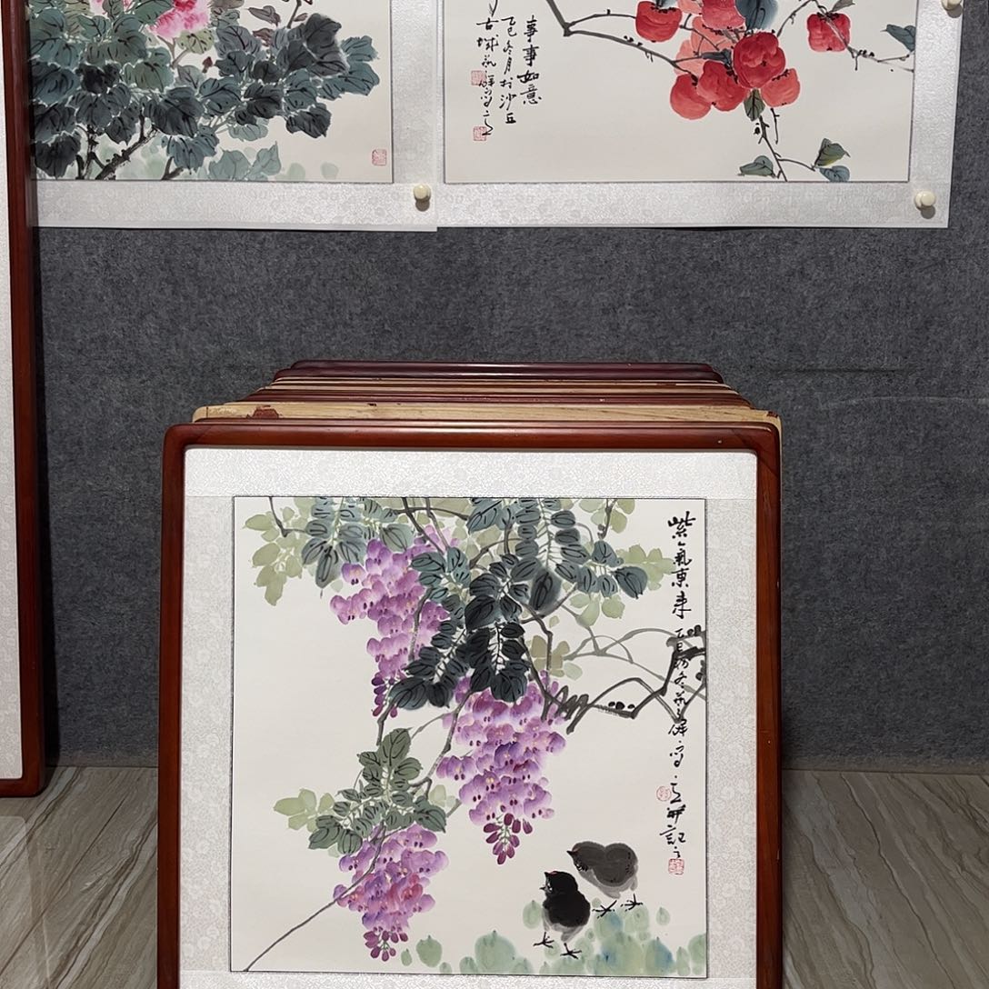 国画书画作品带框63×63