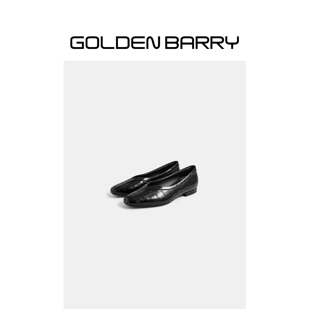 GOLDENBARRY法式气质方头压纹皮鞋646099商品图