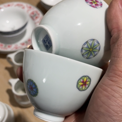 碟景德镇瓷器陶瓷青釉主人杯2个手工胎