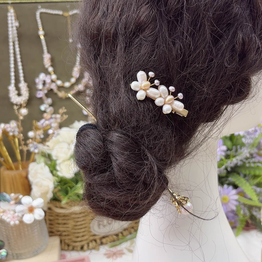 银S925镶嵌淡水珍珠发饰