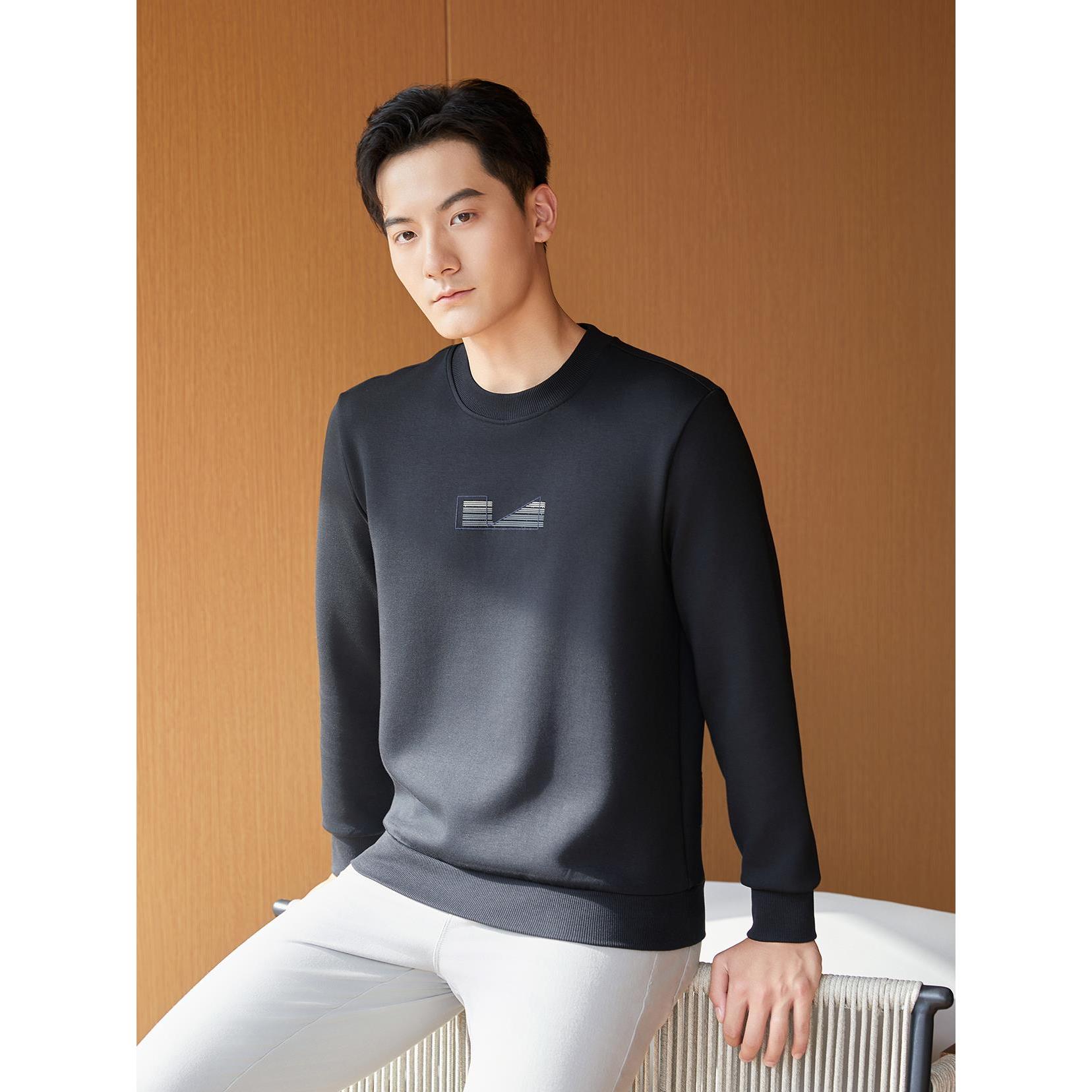 利郎秋季男款百搭时尚保暖休闲百搭圆领套头长袖卫衣t恤 24QTX001