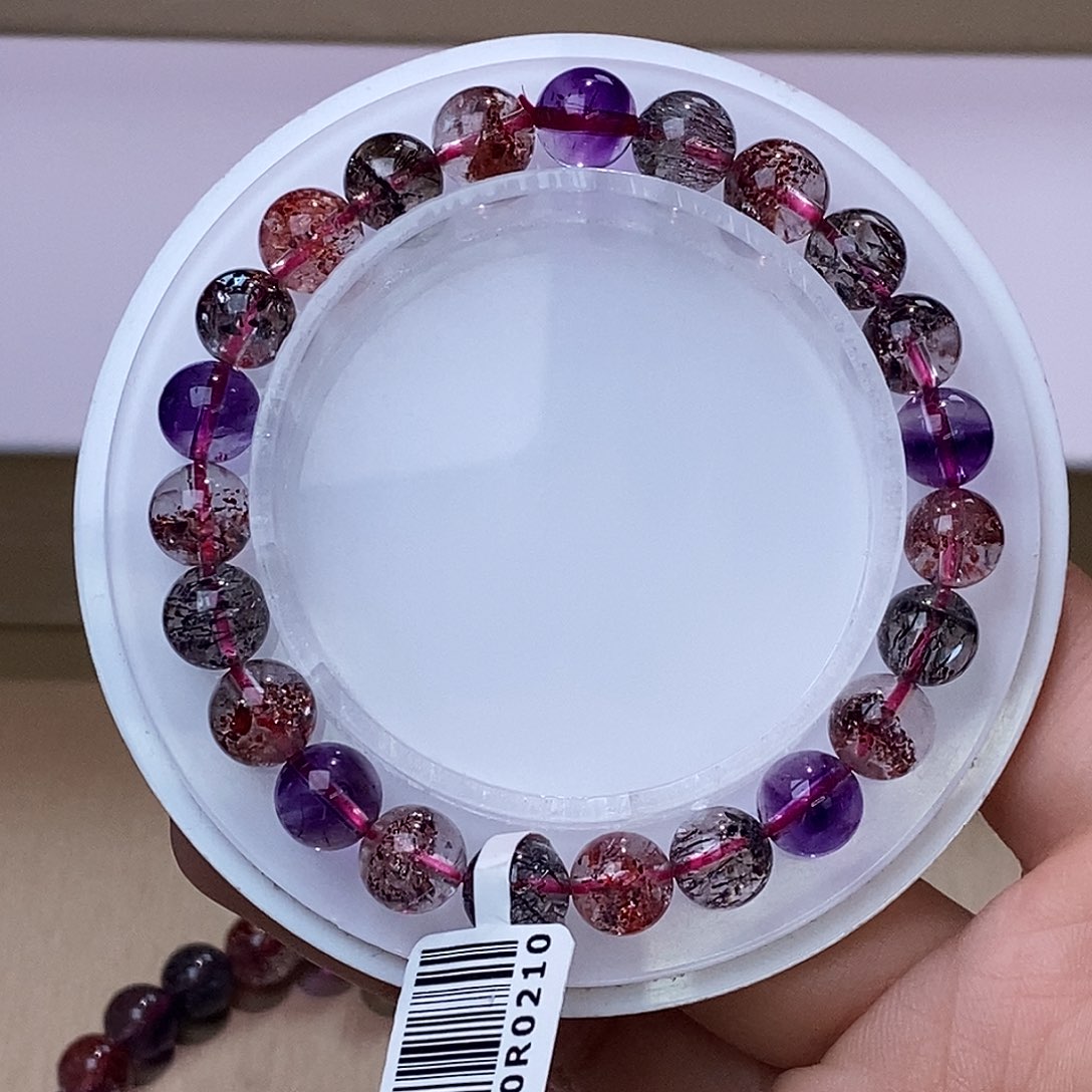 水晶手链未镶嵌黑加仑超七7mm+