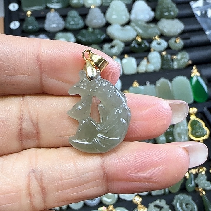 和田玉吊坠(不含链)银S925镶嵌