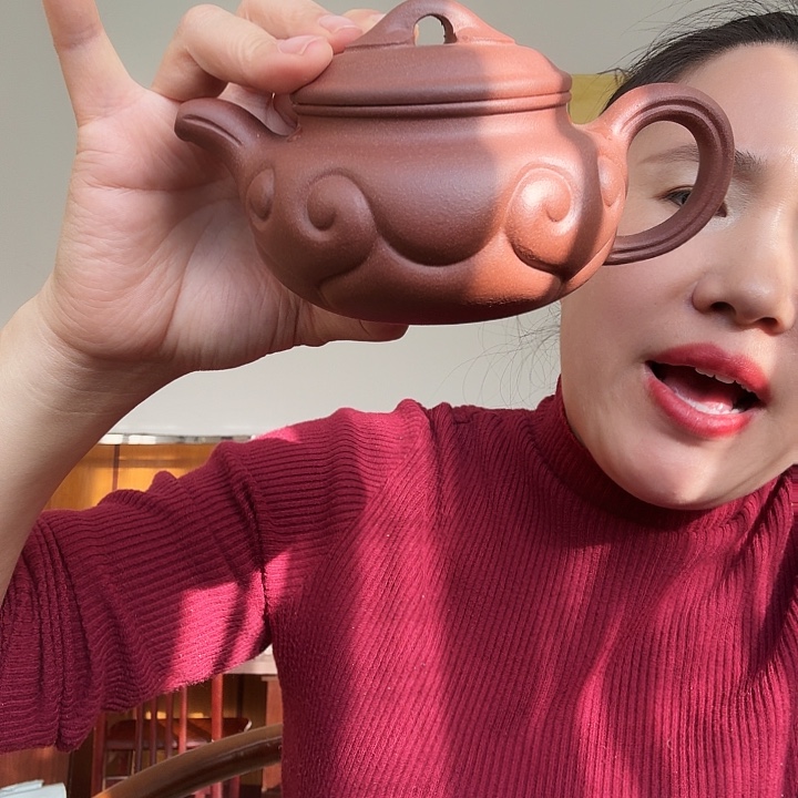 紫砂茶壶紫泥仿古如意300cc
