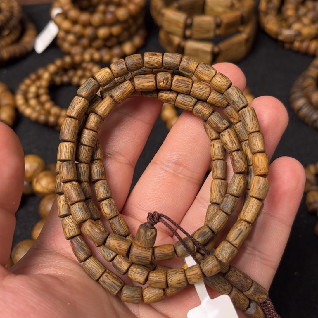 沉香手串用****9奇楠沉香随形桶珠多圈手串一条