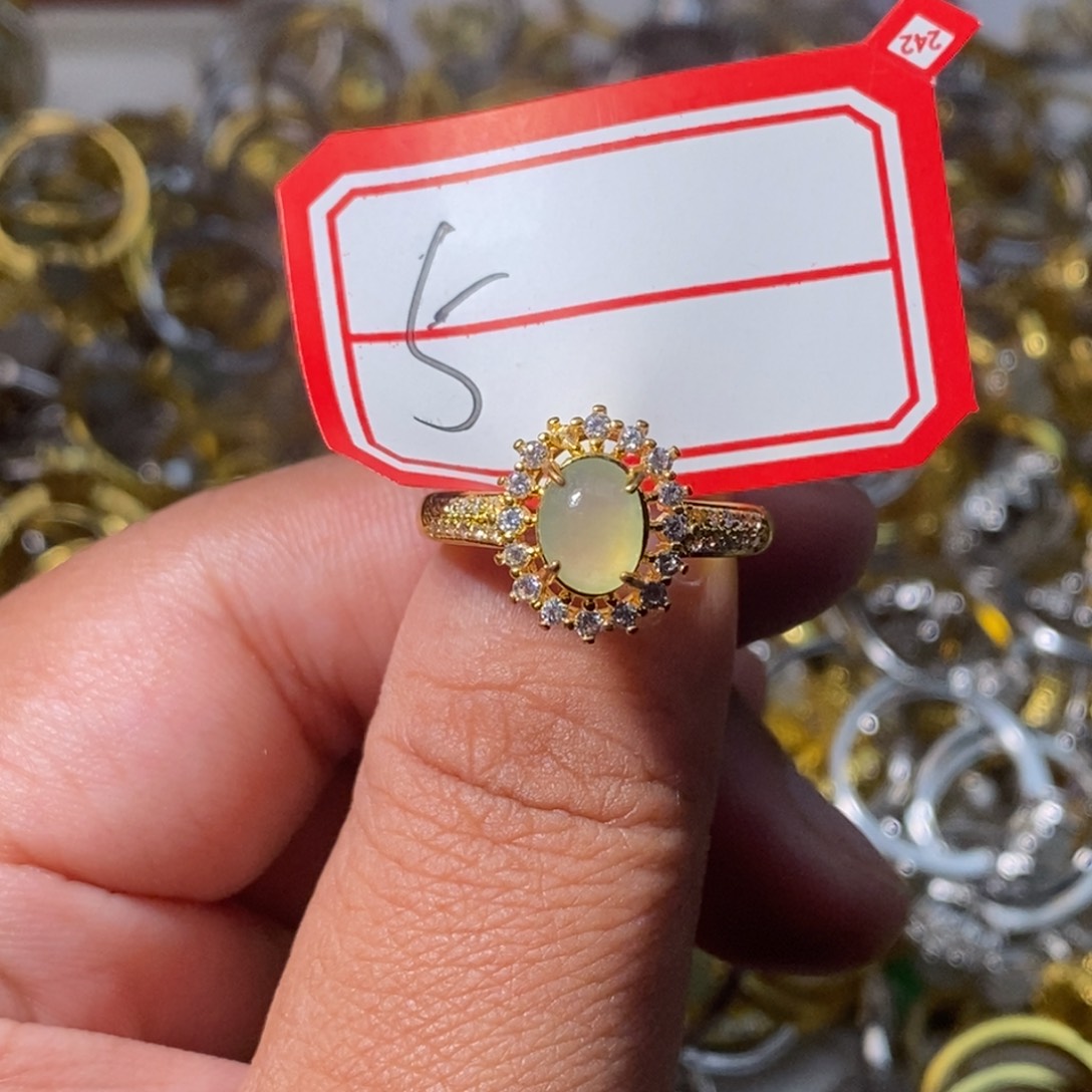 翡翠戒指银S925镶嵌翡翠