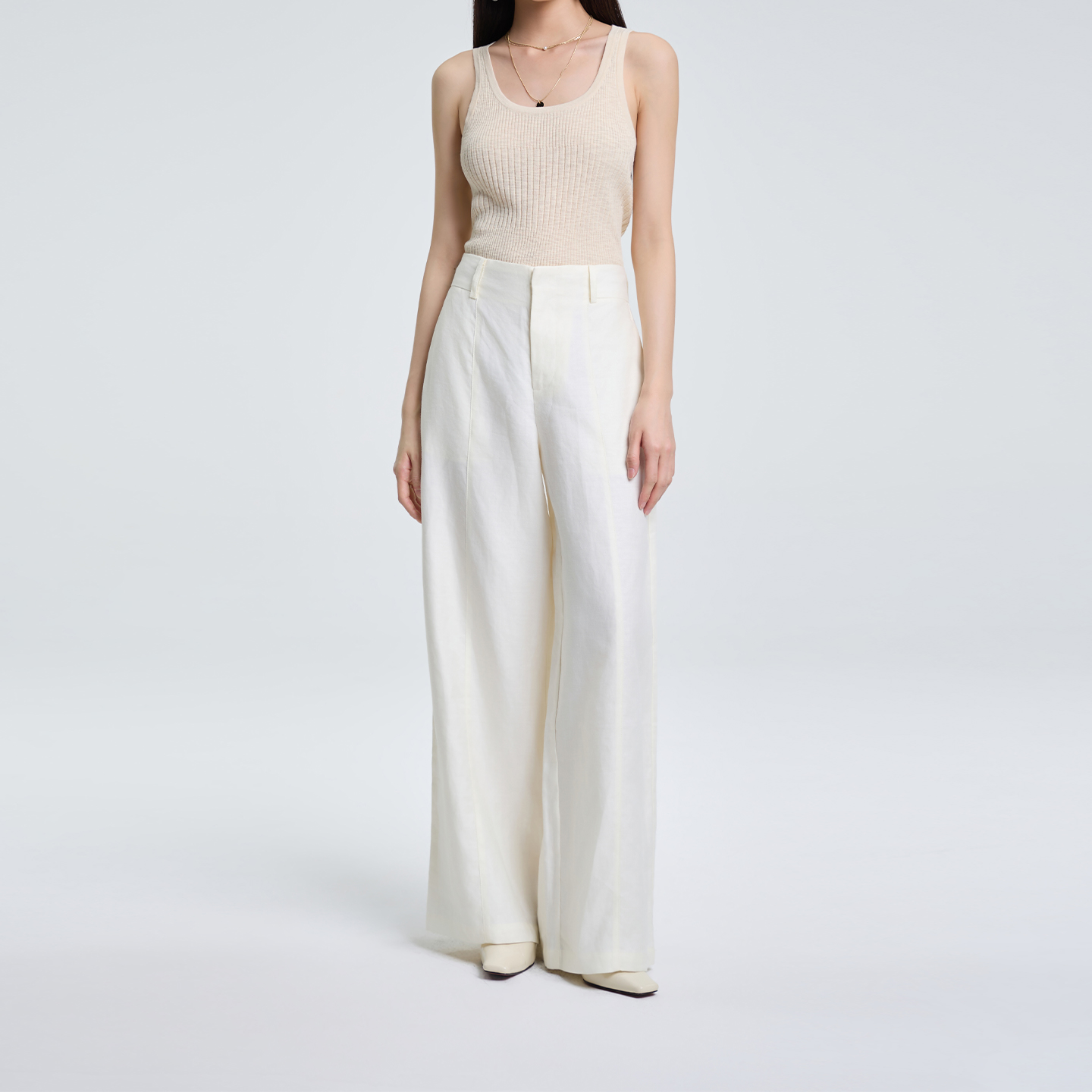 2026春ETC新款休闲时尚休闲裤女2B510百搭纯色提花简约设计师